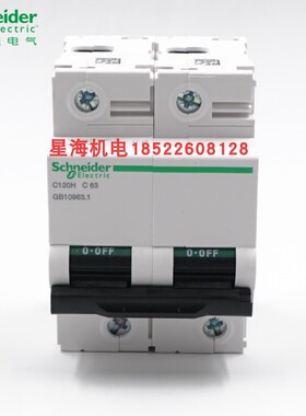施耐德C120H 2P C 63A 高分段小型断路器 A9N19801