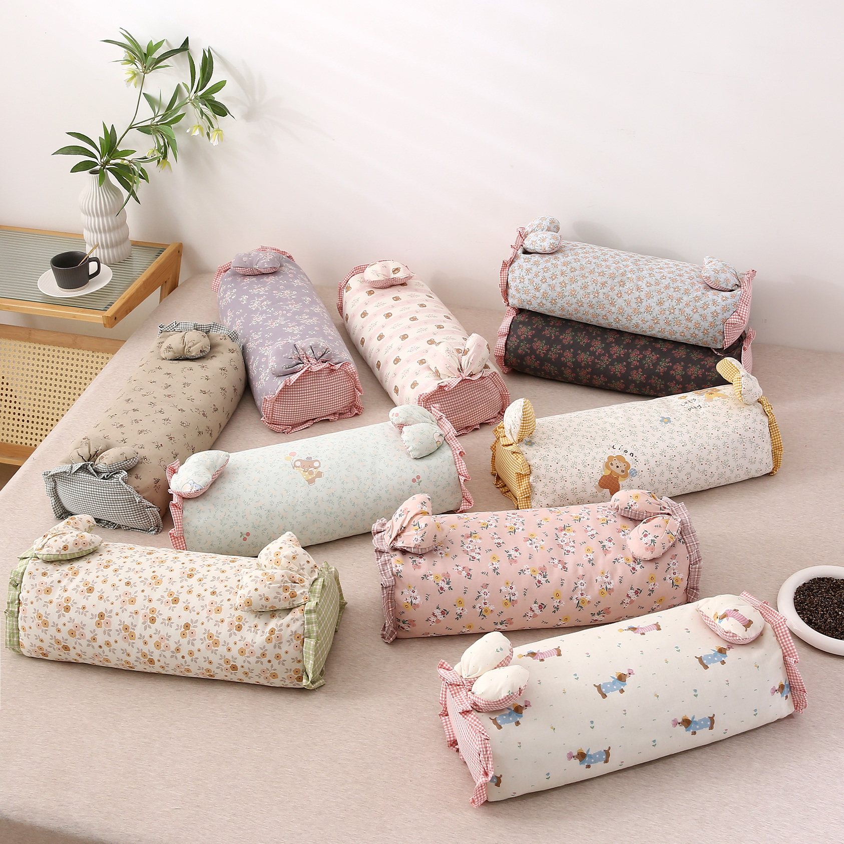 全棉双层纱卡通荞麦壳枕头枕芯儿童学生成人护颈椎助睡眠午睡硬枕