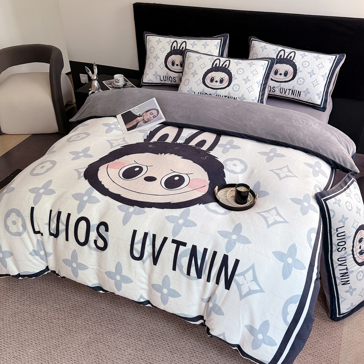 轻奢四件套冬季牛奶绒被套床单珊瑚绒绒兰绒三件套宝宝绒床上用品