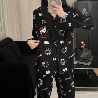 HelloKitty凯蒂猫睡衣女春秋季纯棉长袖长裤卡通可爱家居服套装