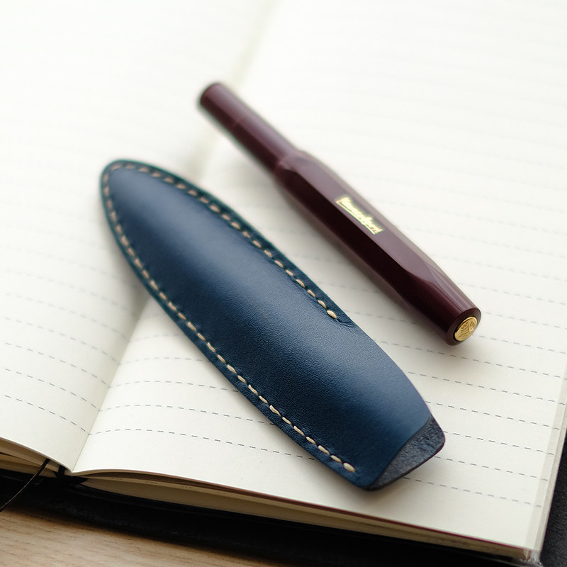 手工真皮钢笔套牛皮钢笔简约保护套创意文具袋日本商务笔套飘生活