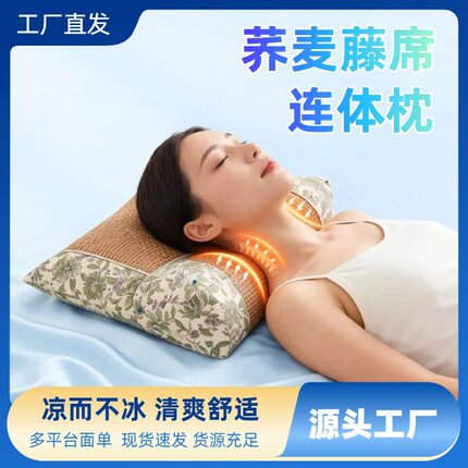 荞麦热敷枕头护颈椎助睡眠家用电加热连体枕艾草枕睡觉专用三角枕