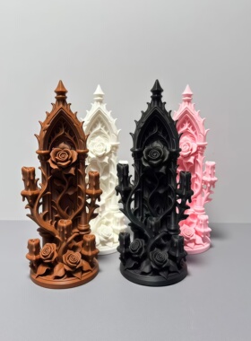 娃屋场景DIY摆件 微缩暗黑系哥特风玫瑰烛台吧唧痛包痛板背景配件