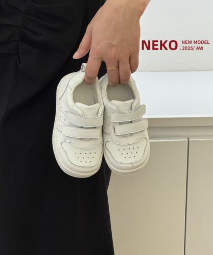 neko童鞋2025秋季新款男女童真皮魔术贴小白鞋儿童韩版休闲板鞋