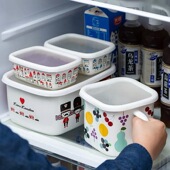 日式 大号储物罐加厚搪瓷收纳罐零食糖果茶叶罐咖啡食品密封盒带盖