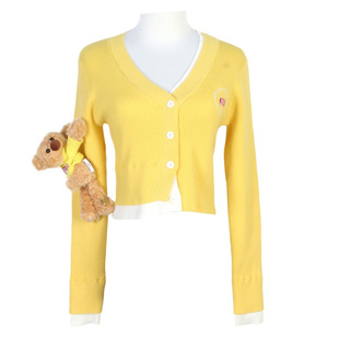 可爱撞色针织开衫 2024秋冬新款 外套百搭同款 毛衣开衫 上衣卡通修身