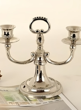 法式美式纯铜烛台摆件售楼处样板间餐厅桌面蜡烛台印度进口工艺品