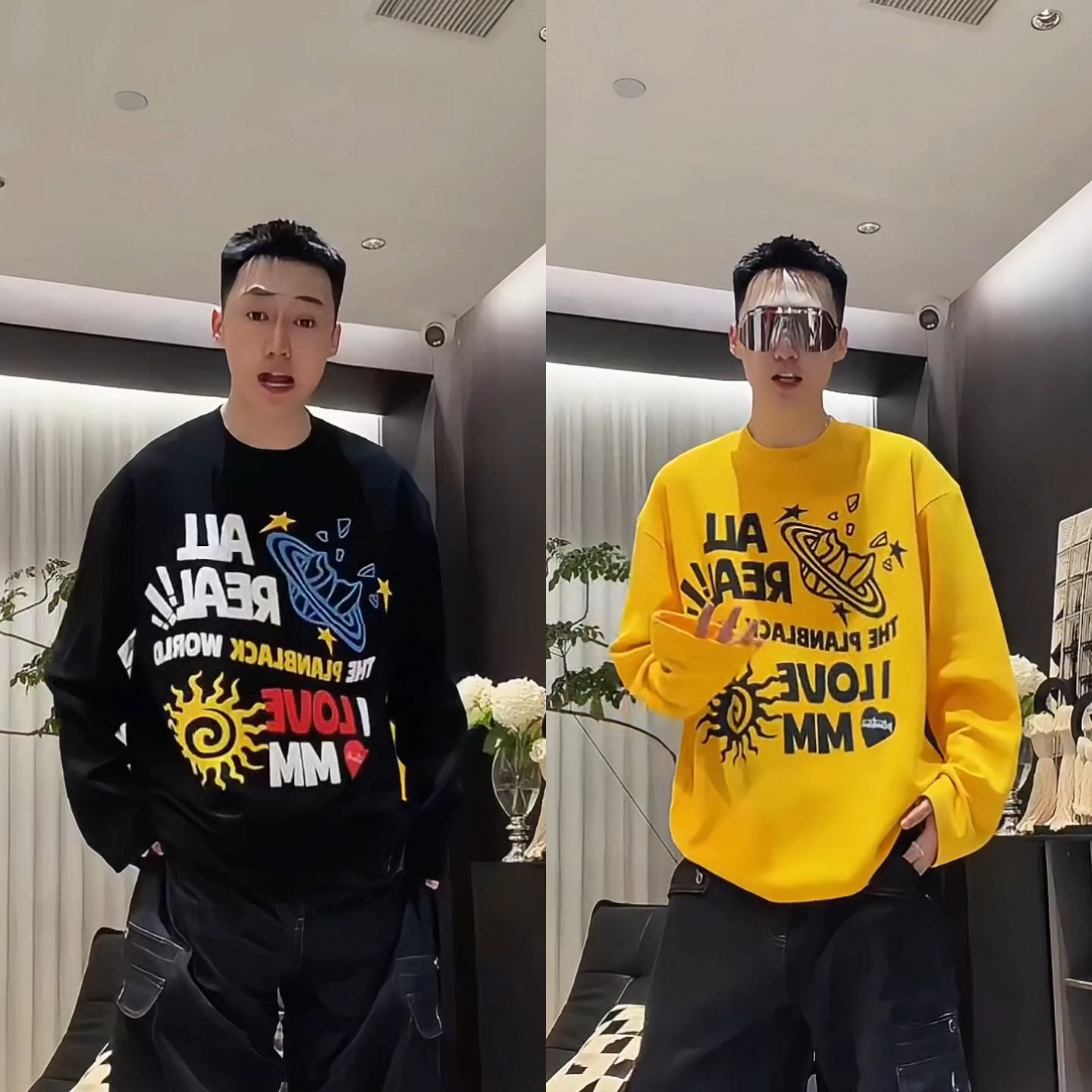 个性潮流美式重工印花圆领长袖卫衣男士秋冬新款小众休闲百搭上衣