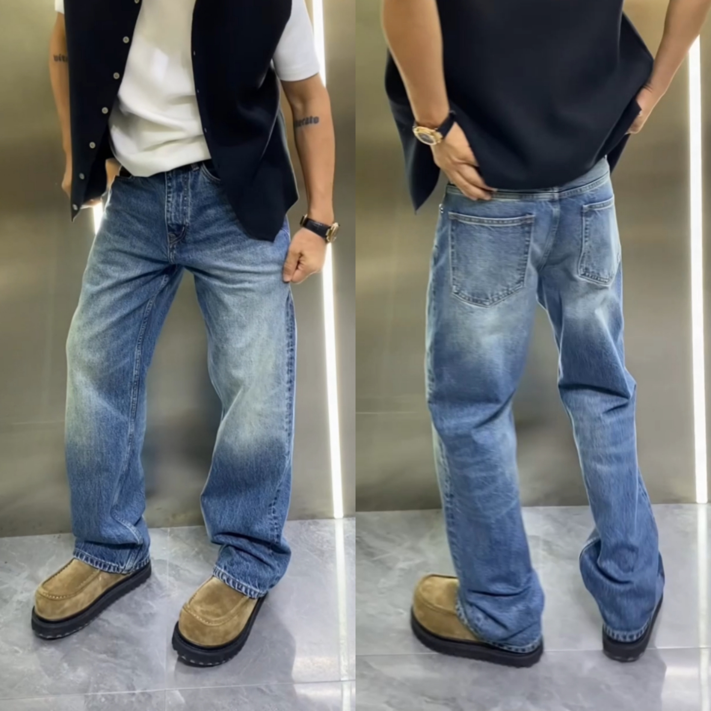 宽松痞帅百搭休闲牛仔裤长裤男