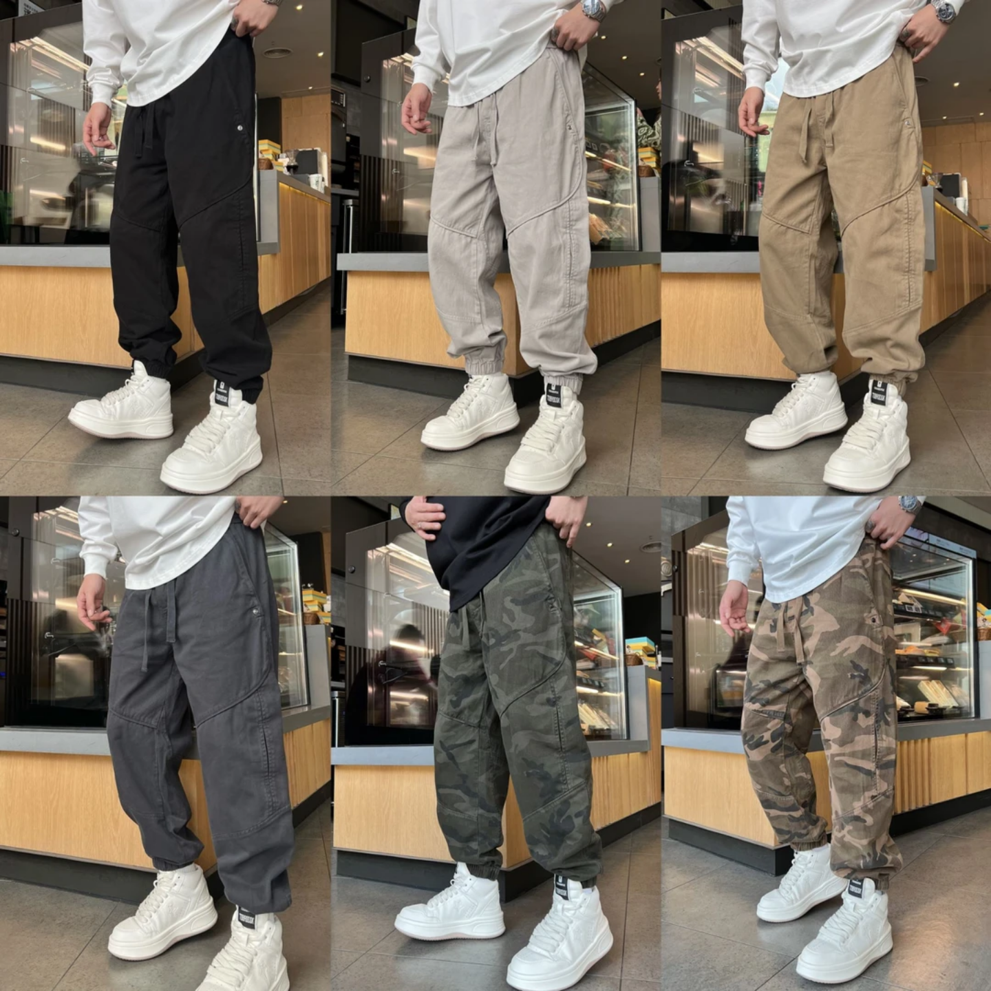 男士秋季潮牌束脚美式工装裤