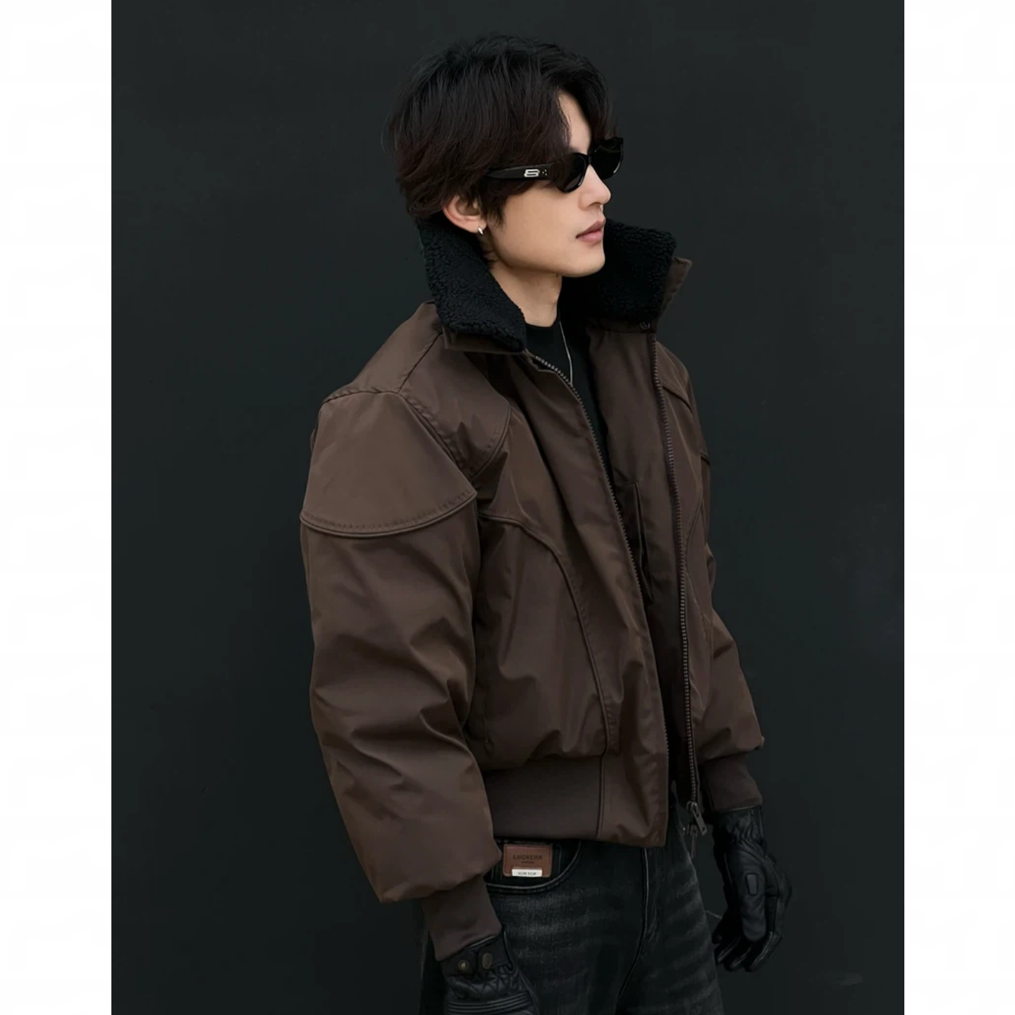 冬季美式高街拼接解构棉服夹克男