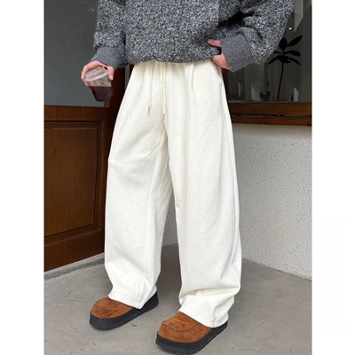 秋冬季新款桑蚕丝羊毛混纺休闲裤