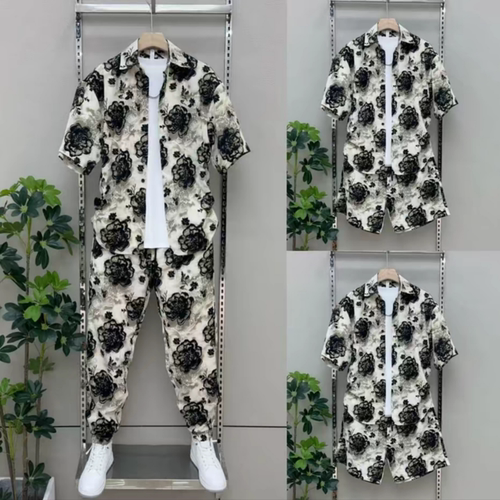 夏季薄款冰丝男士小香风套装