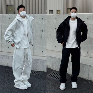 秋季美式简约运动套装男士连帽开衫卫衣潮流休闲运动裤卫裤两件套