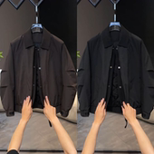 时尚 新款 结构翻领加厚棉服假两件冬季 慵懒风夹克外套男 老钱风