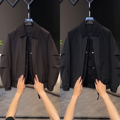 冬季结构翻领加厚棉服夹克外套男