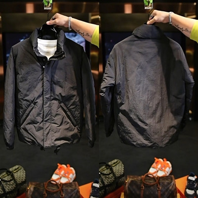 极简老钱风纯色立领外套男冬季