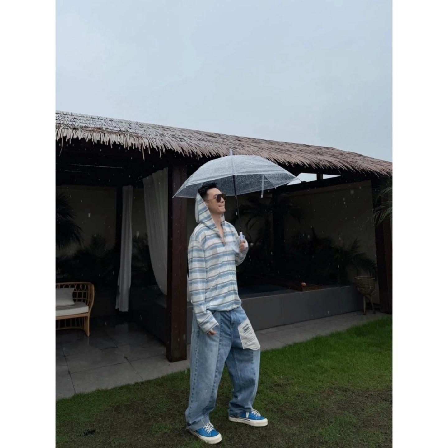 条纹帽衫复古撞色松弛感条纹上衣