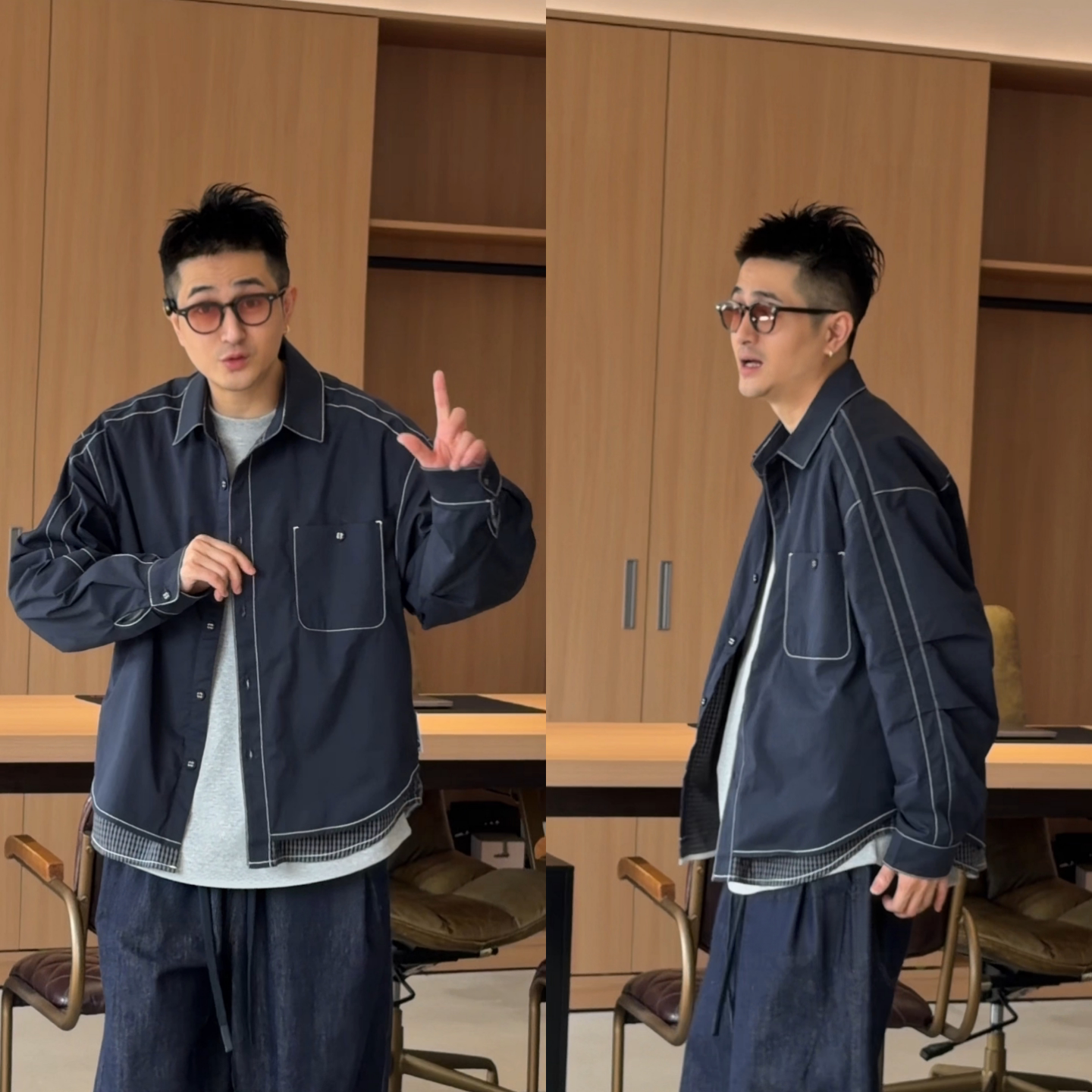 秋季宽松百搭复古条纹长袖衬衫男
