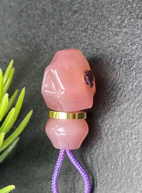 原矿冰透粉糯玛瑙斜切大肠三通可配10以内串串文玩菩提颜色随机发
