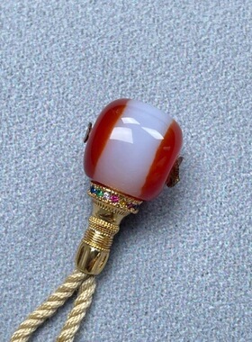 红沁药师分体三通尺寸10mm左右红白一线文玩菩提配饰