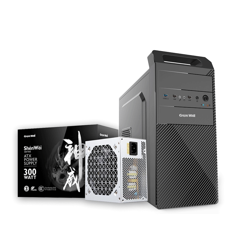 만리장성 섀시 SHANGQI R-20+ 만리장성 정격 300W 전원 공급 장치 데스크탑 자동 사무실 섀시 전원 공급 장치