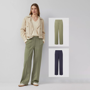 2色有大码 弹力腰滚边直筒纯色休闲裤 舒适维弹柔软粘纤版