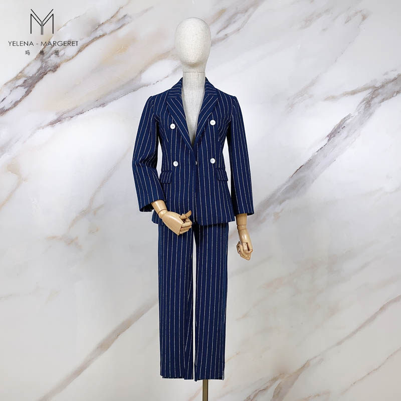 玛格丽女装秋季新款条纹休闲哈伦裤 sl3040