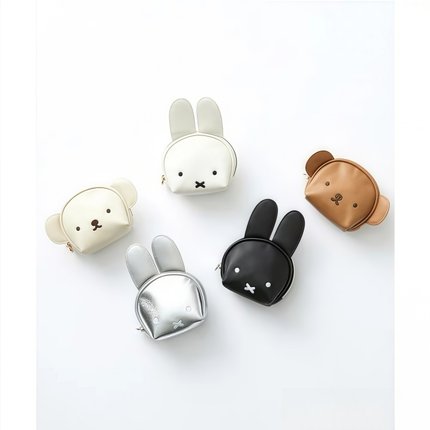 日系可爱卡通兔头小熊零钱包便携口红耳机收纳包迷你首饰盒
