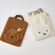 日系boris熊豆眼兔毛绒电脑包可爱卡通pc平板收纳手提袋出勤包
