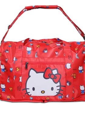 猫咪小熊印花行李袋收纳袋大容量可套拉杆折叠旅行包单肩大挎包