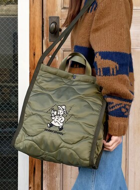 现货日系新款原田治单肩斜挎包大容量卡通刺绣手提包多功能收纳包