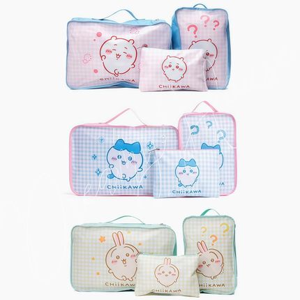 日系卡通可爱吉伊哇伊格子行李袋衣物分装收纳袋多功能整理袋