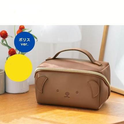 卡通小熊皮质可爱造型手提多功能化妆包便携式洗漱包收纳包