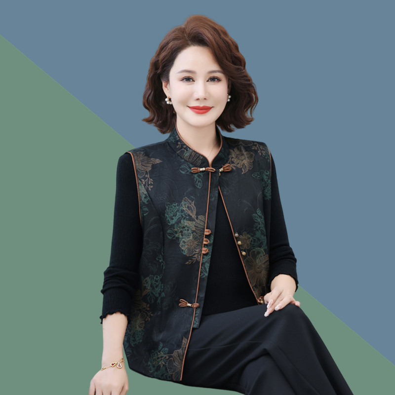 妈妈装国风春秋新款马甲坎肩马夹