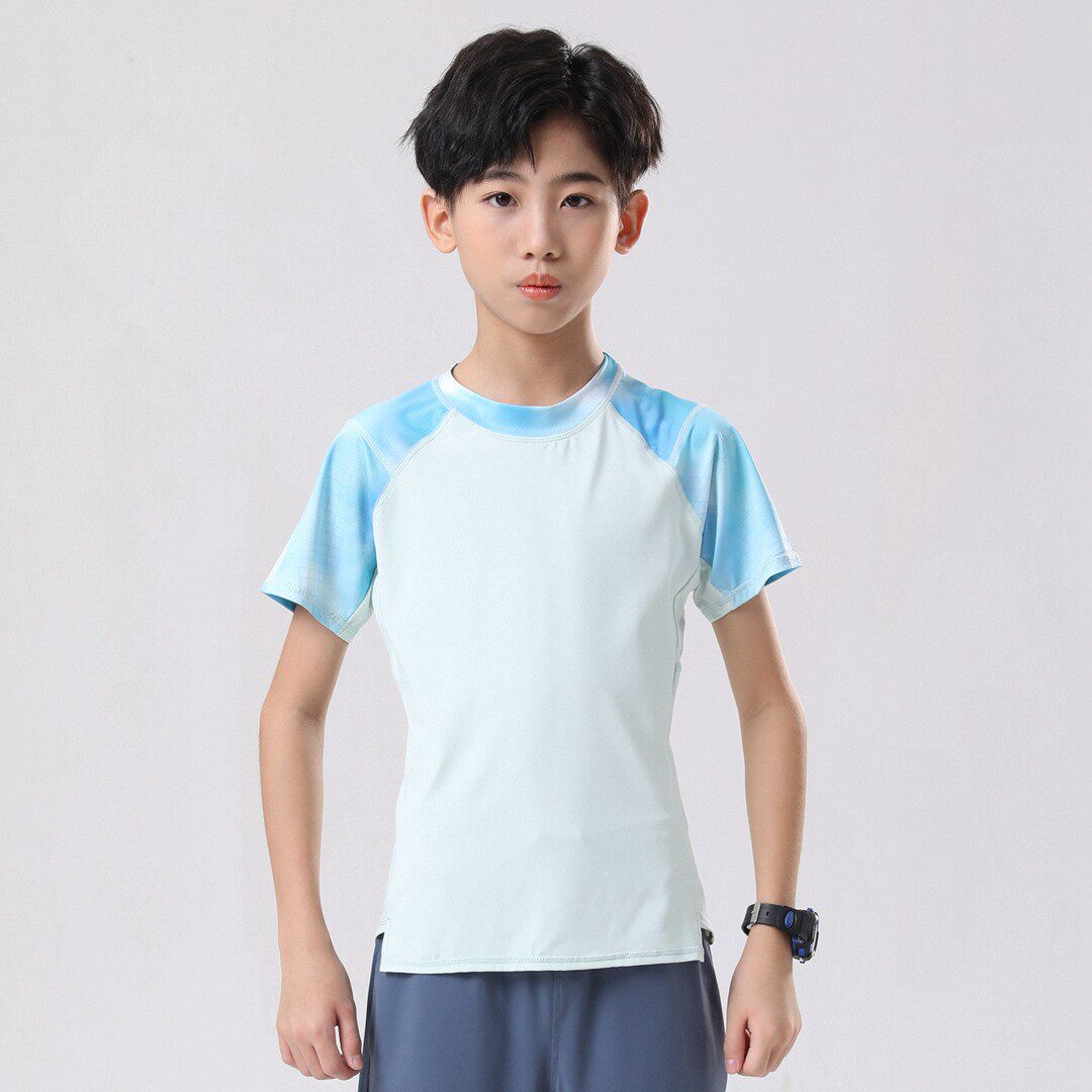 夏季男童速干运动健身瑜伽T恤儿童潮流打球跑步训练服上衣