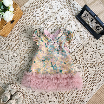 女童连衣裙新中式秋冬加厚裙子