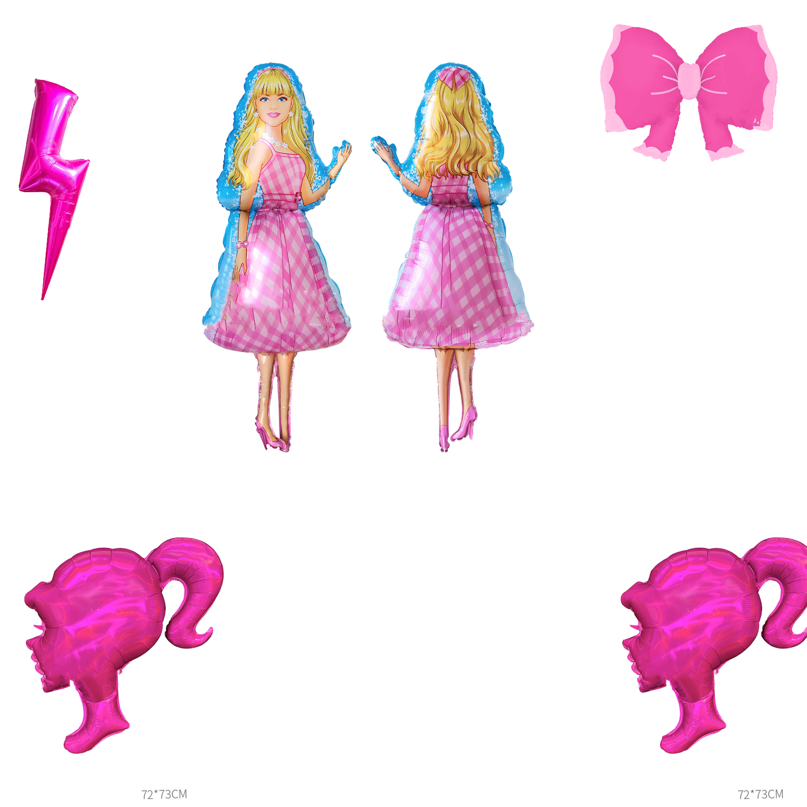 粉色芭比女孩铝膜气球