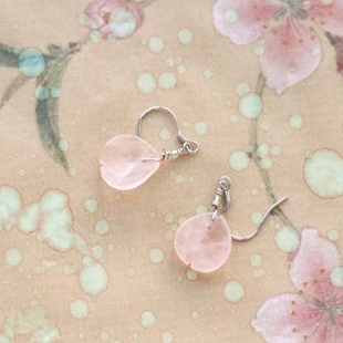 闺蜜 招桃花耳饰新中式 爱如诗可书 粉晶耳环s925银小众设计风格