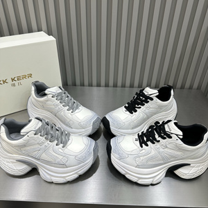 欧洲站复古做旧老爹鞋女2025春季真皮增高厚底显脚小休闲运动鞋潮