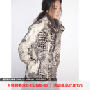 物理少年「暮色圣歌」豹纹短毛皮扣光泽感合肩立领短款 休闲夹克