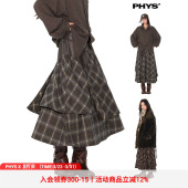 物理少年「解构格纹」拼接格纹不对称抽绳百搭俏皮半身长裙