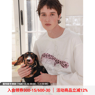 物理少年「不掉头发」烦恼掉头发印花直筒宽松舒适亲肤长袖 T恤