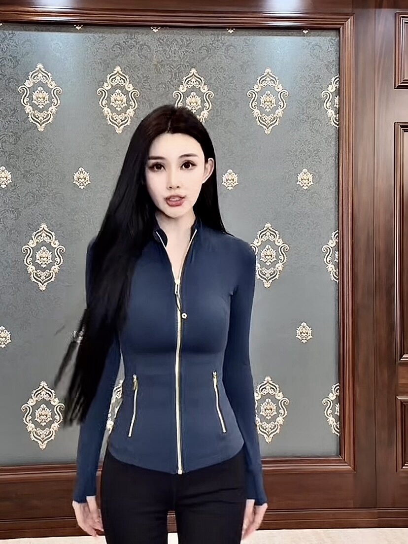 秋季立领拉链显瘦瑜伽外套女图片