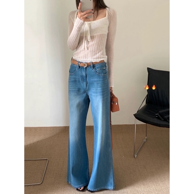 春季小个子高腰显瘦微喇牛仔裤