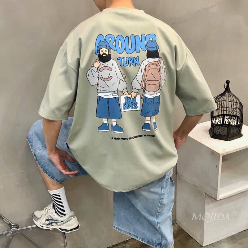 韩国代购男装短袖T恤轻奢人物插画图案印花百搭休闲TEE宽松TS5509