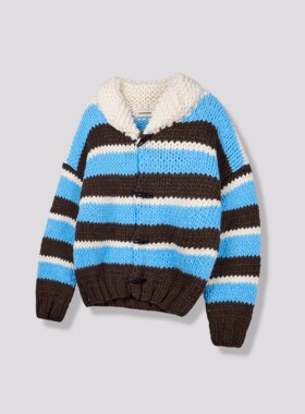 韩国代购SENSERA粗棒针男女手工羊毛复古重工针织开衫外套-CD2101