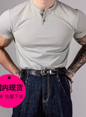 【特价现货】韩国东大门男装弹力亨利领健身休闲短袖T恤男-TS2867