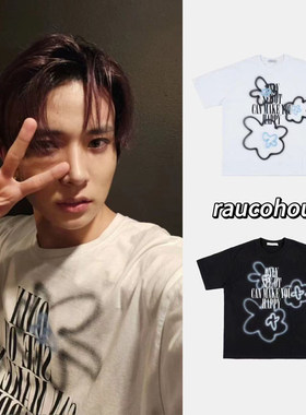 韩国代购男装短袖T恤李羲承同款raucohouse涂鸦云朵印花Tb-TS5371