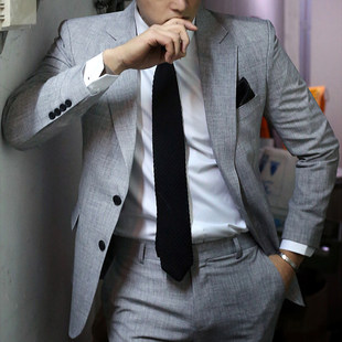 西服套装 高级灰色修身 男士 商务休闲西装 SET613 春秋款 套装 韩国男装